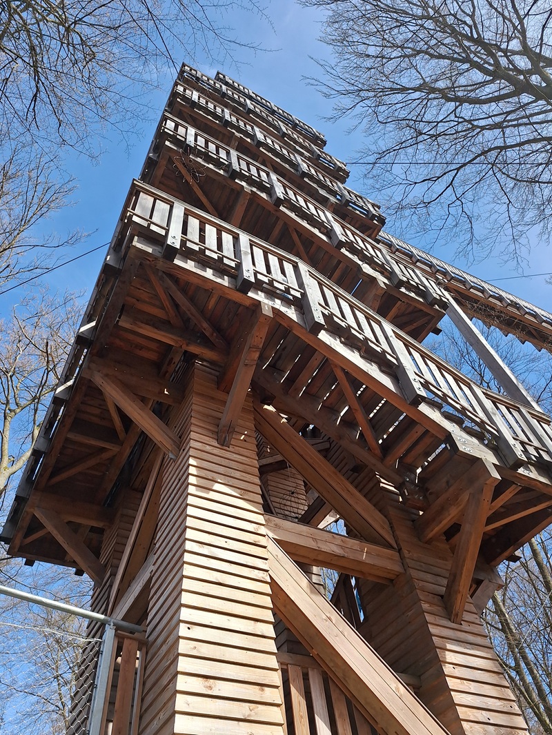 Baumwipfelweg Bad Camberg: Beim ersten Turm ist man noch so abgelenkt, dass man die Höhe kaum bemerkt